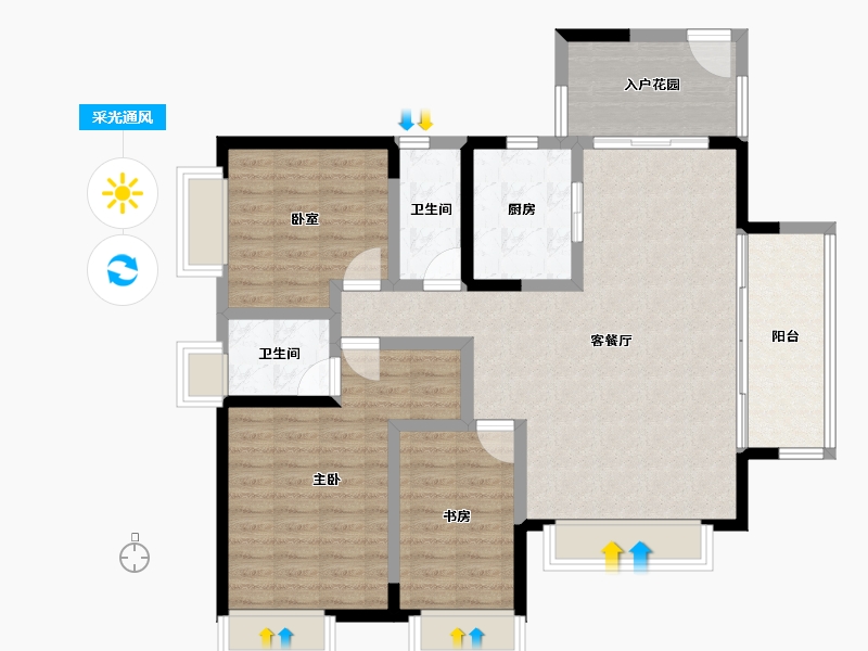 广东省-中山市-裕港豪庭-105.60-户型库-采光通风