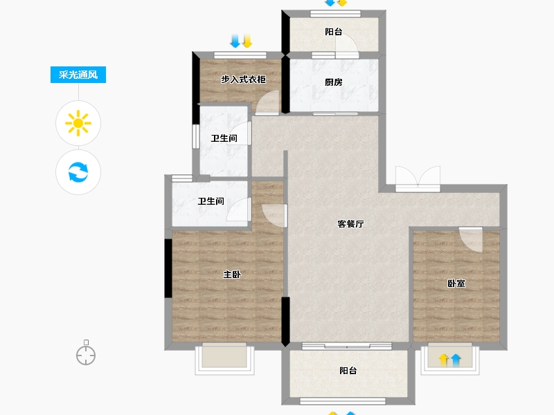 浙江省-湖州市-碧桂园黄金时代-92.00-户型库-采光通风