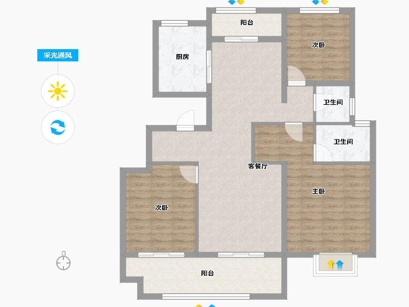 河南省-南阳市-中奥唐河府-103.48-户型库-采光通风