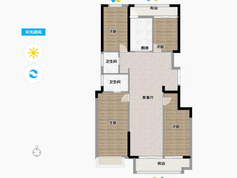 北京-北京市-金地·璟宸-120.31-户型库-采光通风