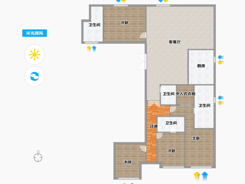 辽宁省-大连市-大连恒大时代峯汇-217.03-户型库-采光通风