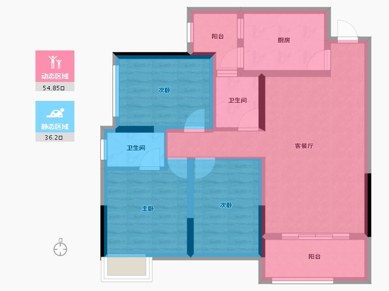 四川省-南充市-天合丽景君悦府-80.17-户型库-动静分区