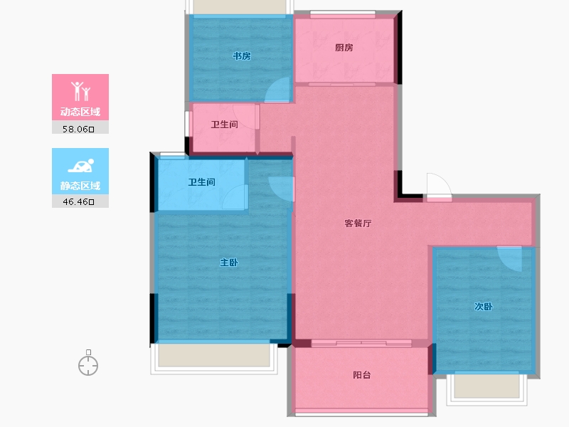 河南省-信阳市-信阳碧桂园领墅-94.40-户型库-动静分区