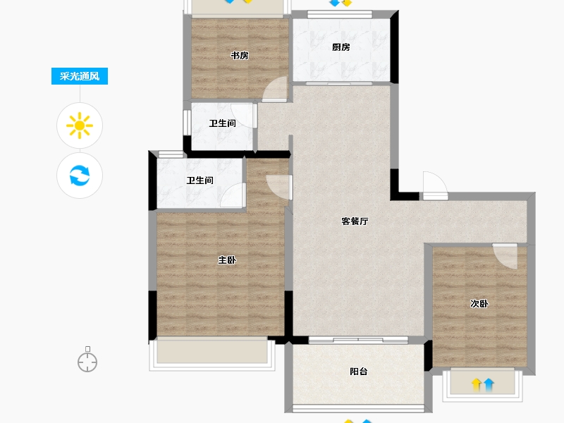 河南省-信阳市-信阳碧桂园领墅-94.40-户型库-采光通风