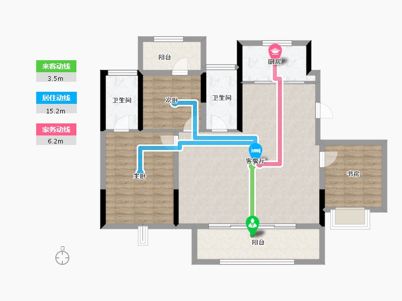 河南省-南阳市-蓝光芙蓉里-104.80-户型库-动静线