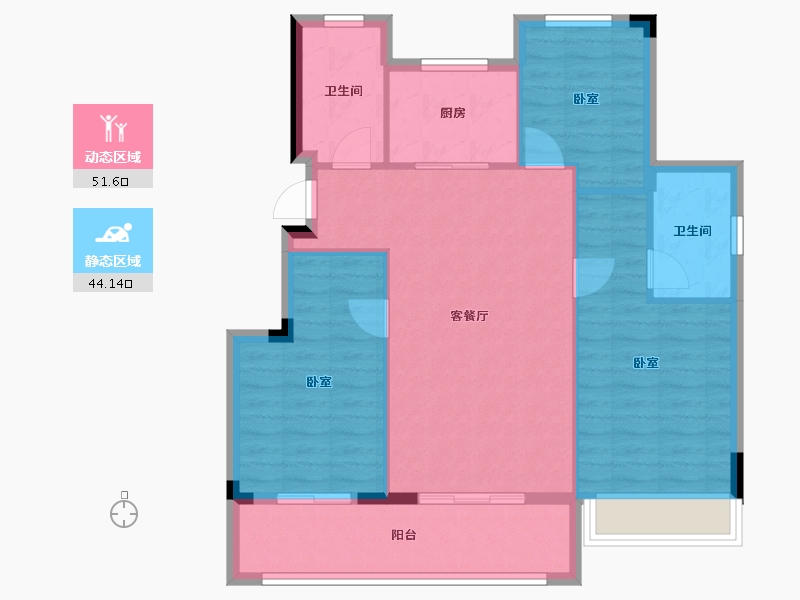 浙江省-湖州市-大家雲山美庐-87.02-户型库-动静分区