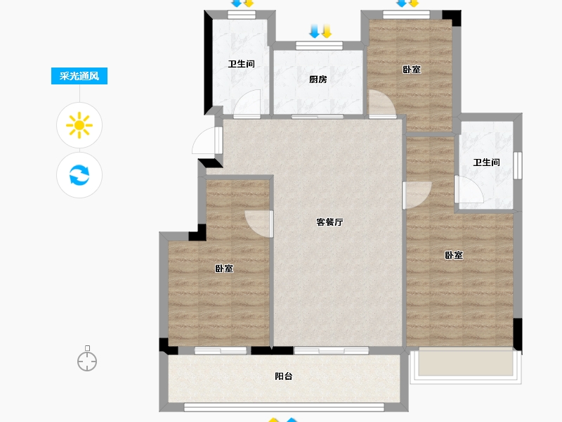 浙江省-湖州市-大家雲山美庐-87.02-户型库-采光通风