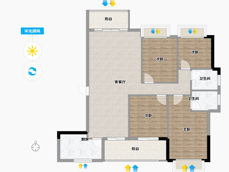 福建省-南平市-新城中心·澜庭-114.87-户型库-采光通风