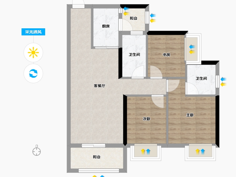 福建省-南平市-鑫盛富贵名门-69.96-户型库-采光通风