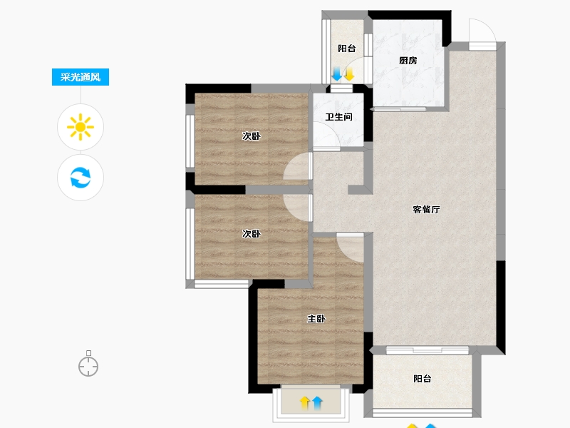 山东省-济南市-昌建·君悦府-72.47-户型库-采光通风