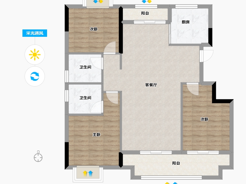 安徽省-阜阳市-铂顺府-97.00-户型库-采光通风