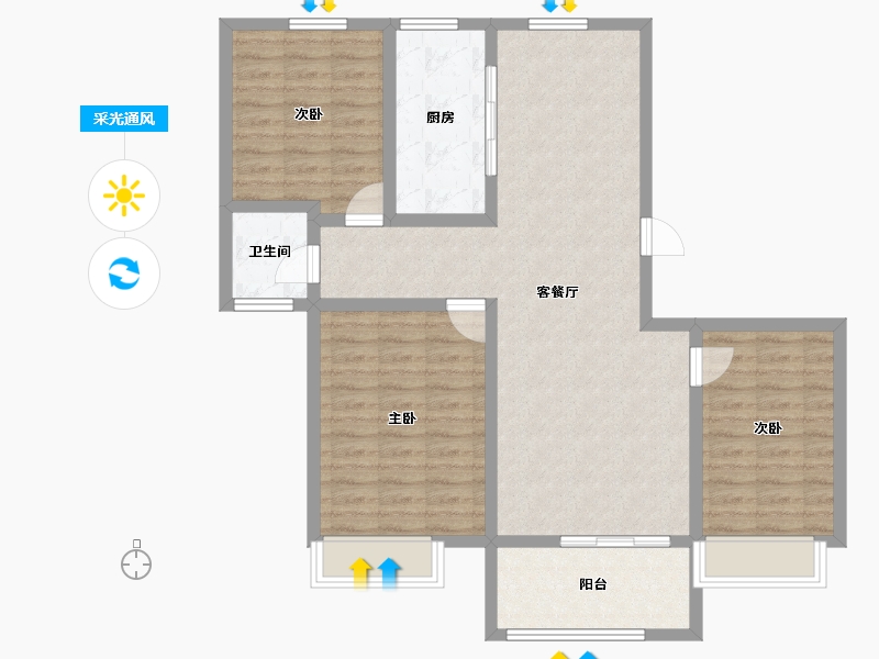 陕西省-安康市-坝河新城-97.96-户型库-采光通风