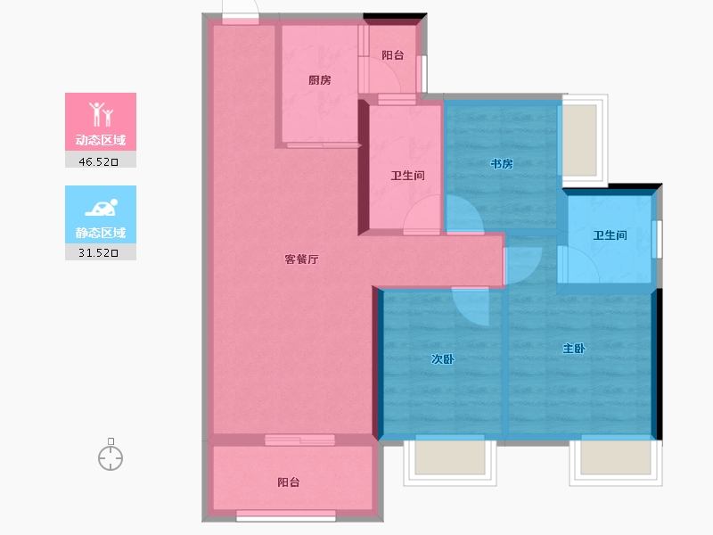 福建省-南平市-鑫盛富贵名门-68.91-户型库-动静分区