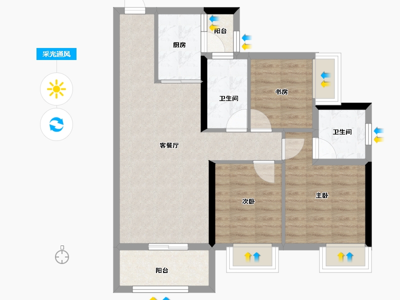 福建省-南平市-鑫盛富贵名门-68.91-户型库-采光通风