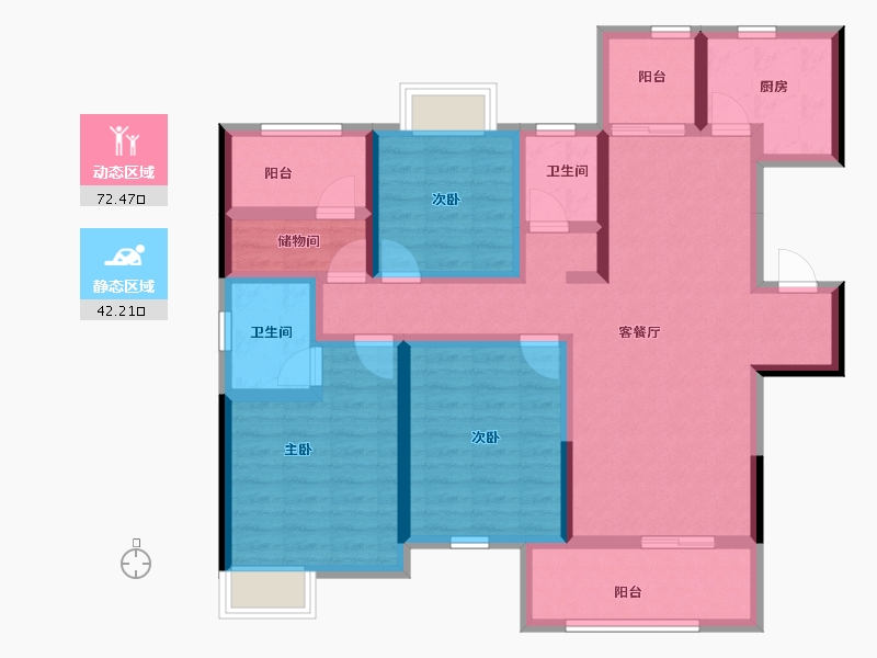 湖南省-娄底市-鑫湘悦璟台-99.72-户型库-动静分区