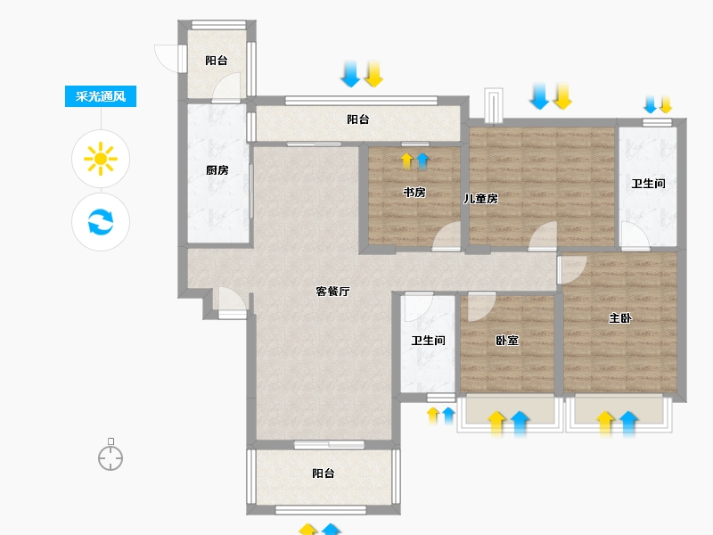 湖南省-衡阳市-印象春天-108.52-户型库-采光通风