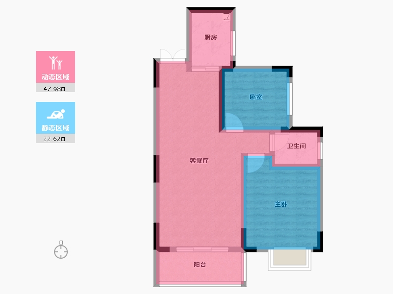 湖南省-怀化市-溆浦城北壹号-62.52-户型库-动静分区