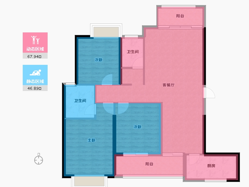 福建省-南平市-新城中心·澜庭-103.77-户型库-动静分区