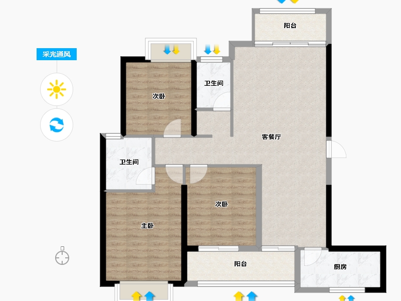 福建省-南平市-新城中心·澜庭-103.77-户型库-采光通风