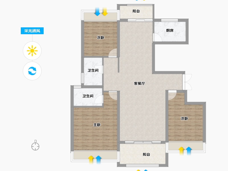 河南省-信阳市-华府书香苑五期-117.12-户型库-采光通风