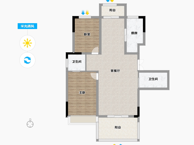 安徽省-六安市-兴茂悠然南山-104.00-户型库-采光通风