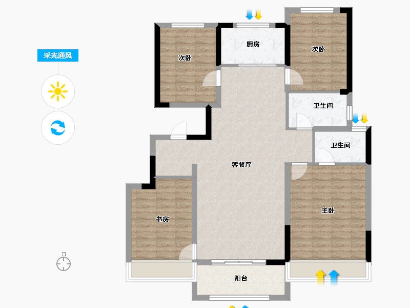 河南省-信阳市-华府书香苑五期-115.05-户型库-采光通风