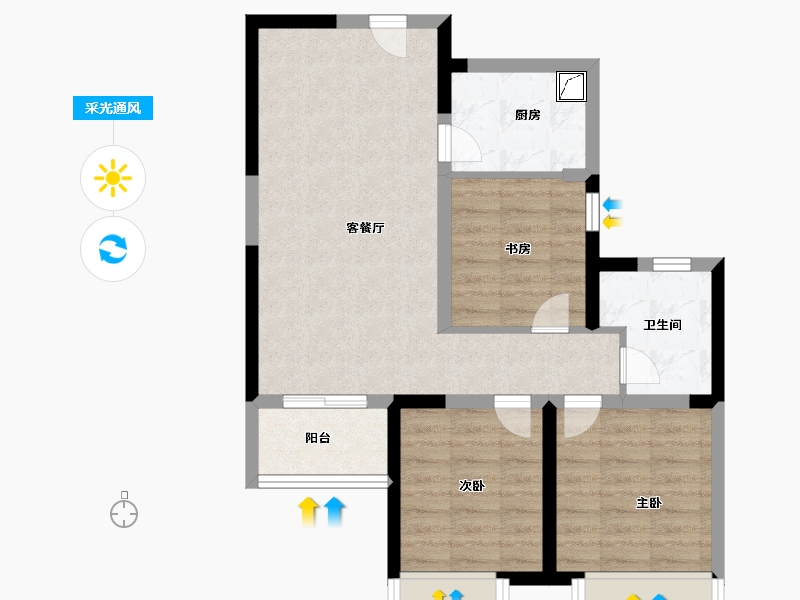 河南省-郑州市-国泰·紫荆园-67.50-户型库-采光通风