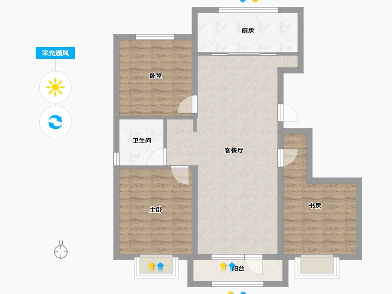 辽宁省-丹东市-恒景溪山上華居-88.32-户型库-采光通风