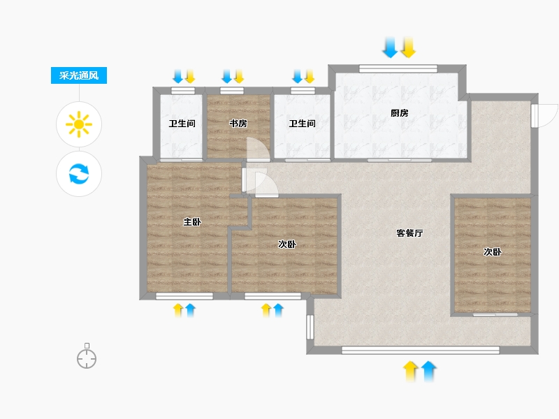 福建省-莆田市-中央二期-120.00-户型库-采光通风