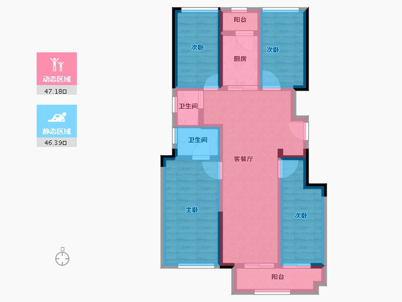 北京-北京市-金地·璟宸-81.95-户型库-动静分区