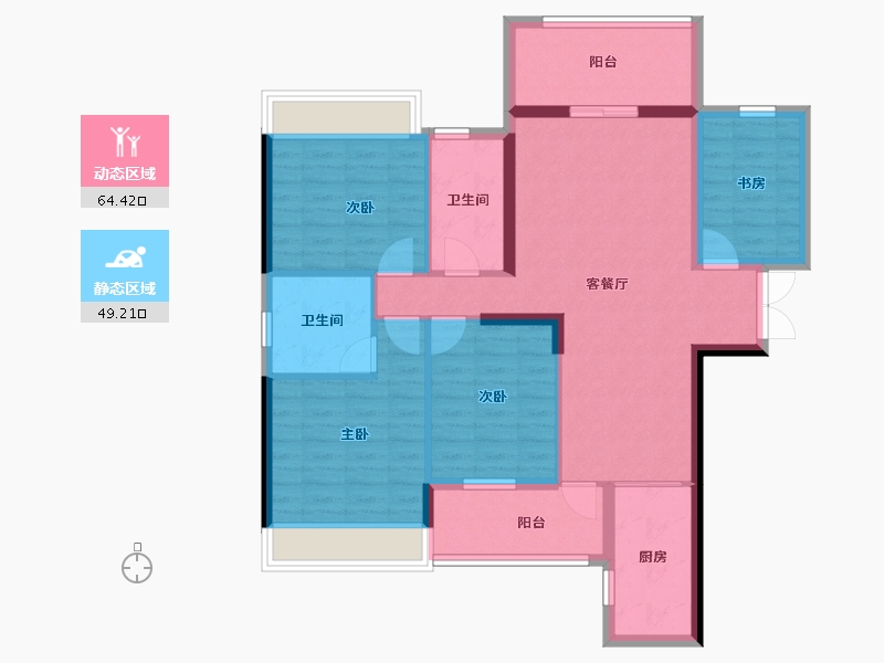 湖南省-衡阳市-利安雅颂居-101.63-户型库-动静分区