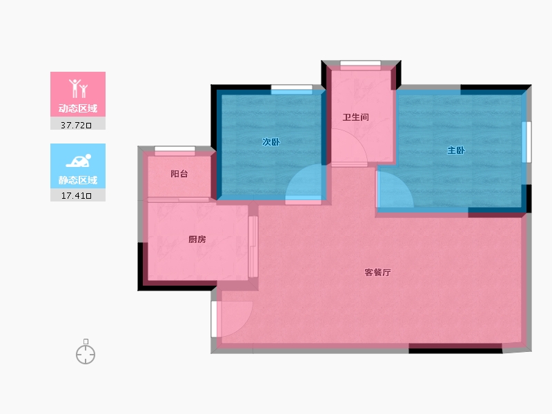 四川省-遂宁市-金宏·碧海叠院-48.73-户型库-动静分区