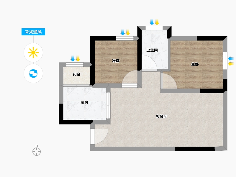 四川省-遂宁市-金宏·碧海叠院-48.73-户型库-采光通风