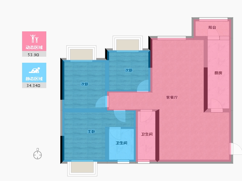 四川省-南充市-天合丽景君悦府-77.39-户型库-动静分区