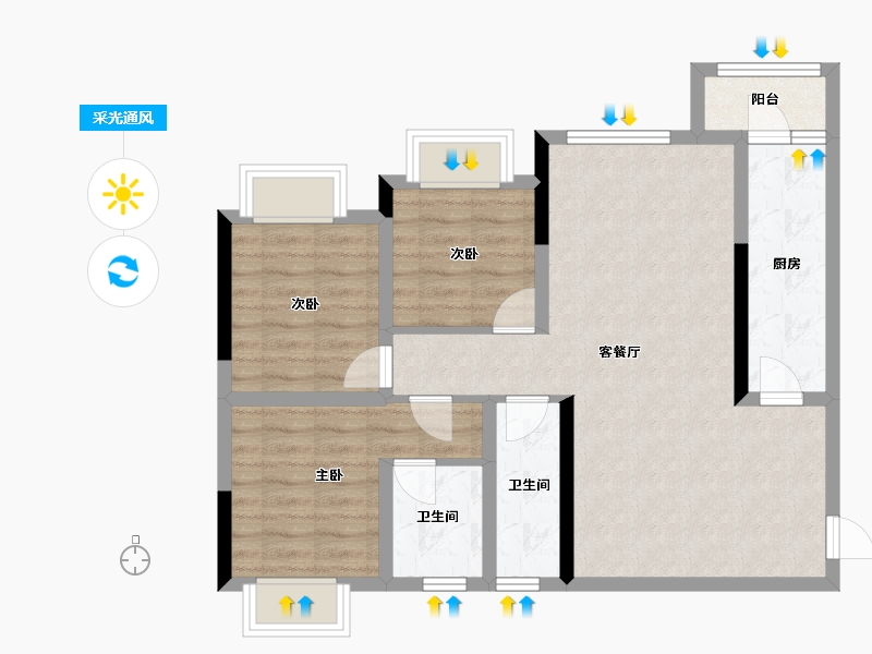 四川省-南充市-天合丽景君悦府-77.39-户型库-采光通风