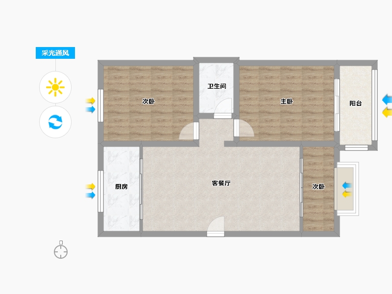 河北省-邯郸市-下庄小区-84.00-户型库-采光通风