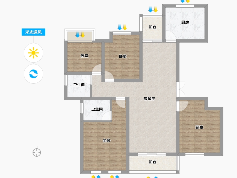 安徽省-六安市-兴茂悠然南山-103.31-户型库-采光通风