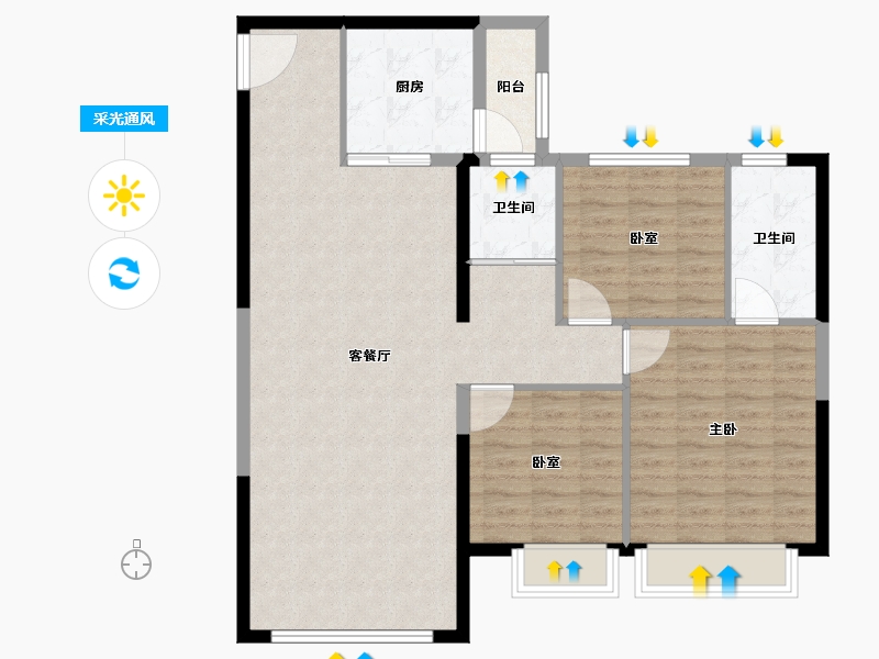 新疆维吾尔自治区-乌鲁木齐市-乌鲁木济碧桂园三期-101.60-户型库-采光通风