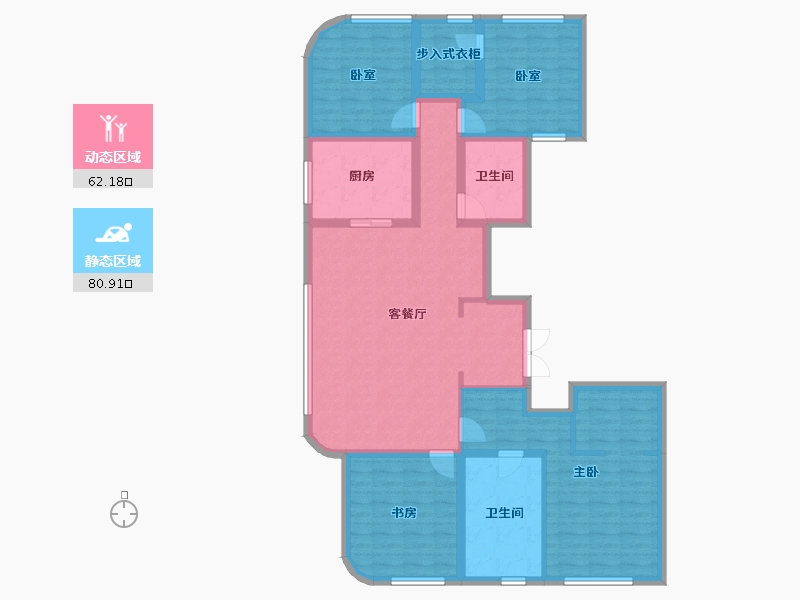 新疆维吾尔自治区-乌鲁木齐市-绿城百合留香苑-128.26-户型库-动静分区