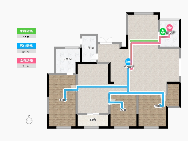 山东省-潍坊市-滨海弘润府-175.01-户型库-动静线