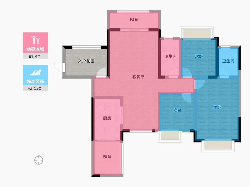 贵州省-黔南布依族苗族自治州-千景·樾园-103.25-户型库-动静分区