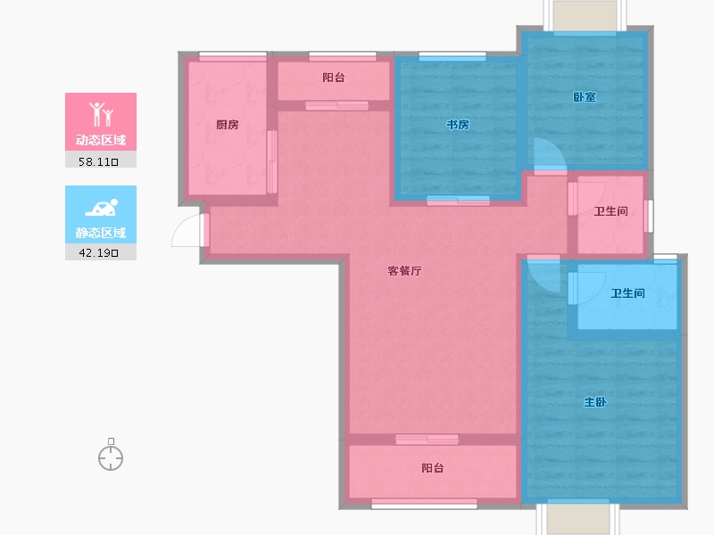 湖北省-荆州市-楚天家园-88.05-户型库-动静分区