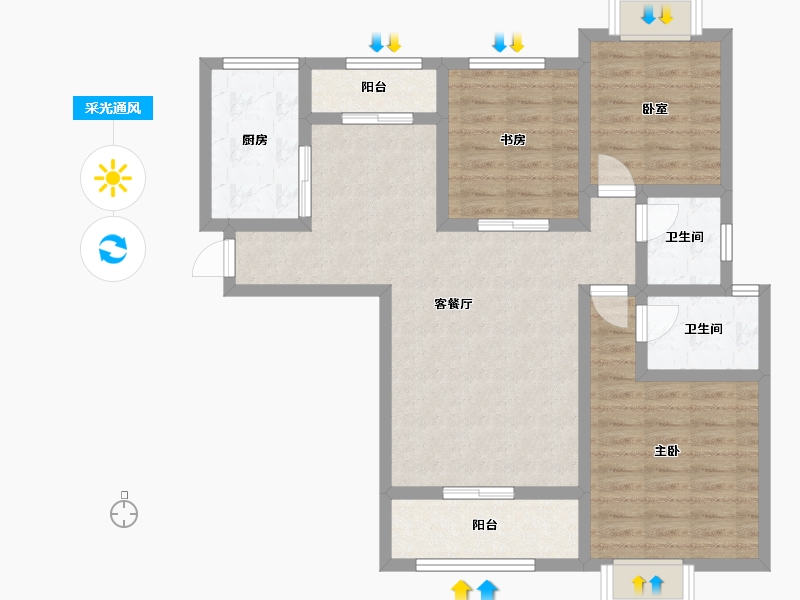 湖北省-荆州市-楚天家园-88.05-户型库-采光通风