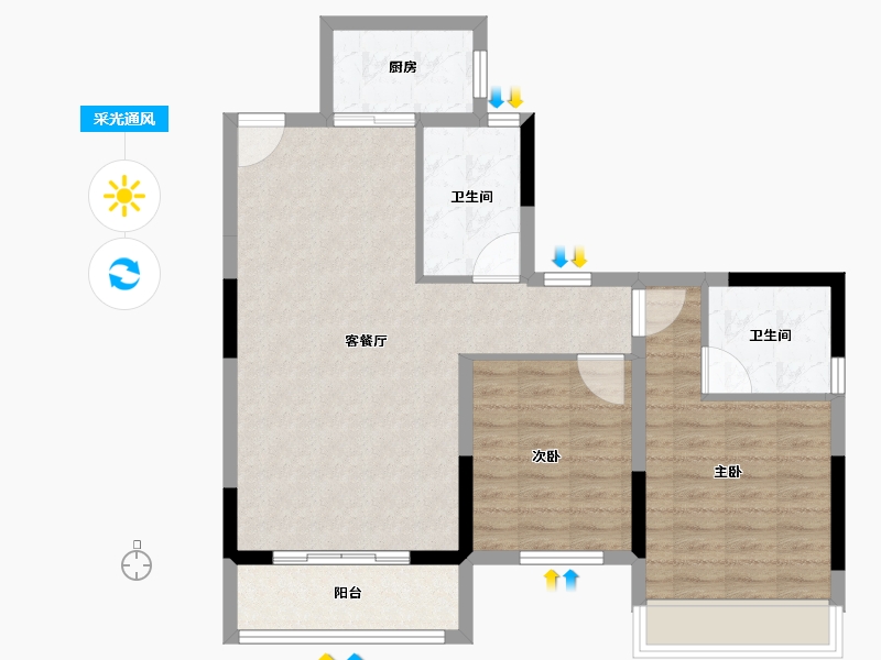 湖南省-衡阳市-瓏湾国际-79.70-户型库-采光通风