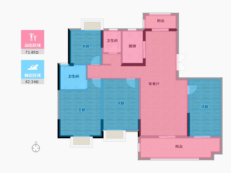 湖北省-荆州市-松滋博森翰林城-120.47-户型库-动静分区