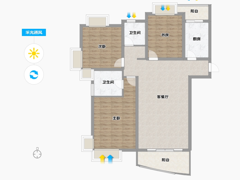 福建省-南平市-建瓯水岸蓝桥-107.84-户型库-采光通风