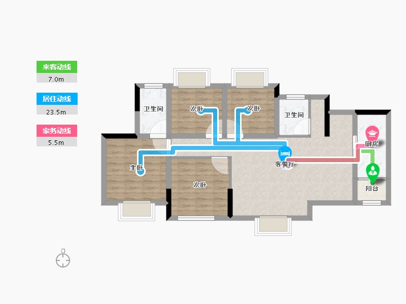 四川省-遂宁市-金宏·碧海叠院-80.47-户型库-动静线