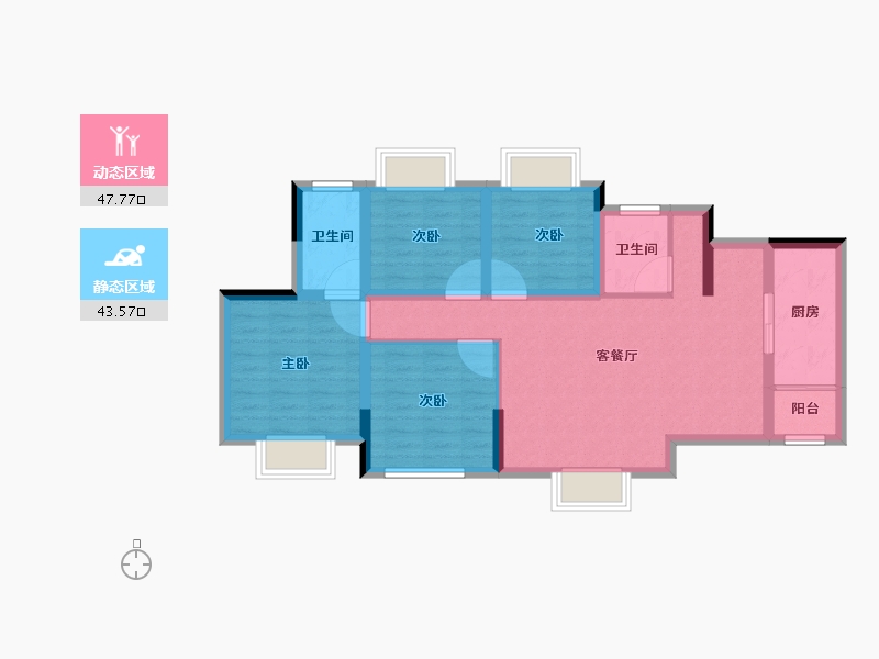 四川省-遂宁市-金宏·碧海叠院-80.47-户型库-动静分区