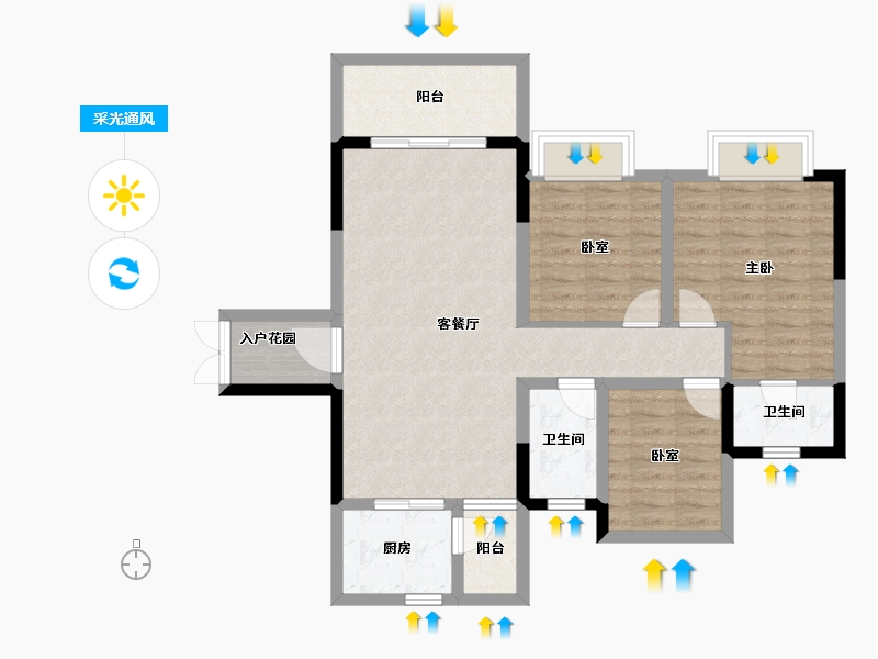 山东省-济南市-昌建·君悦府-86.26-户型库-采光通风