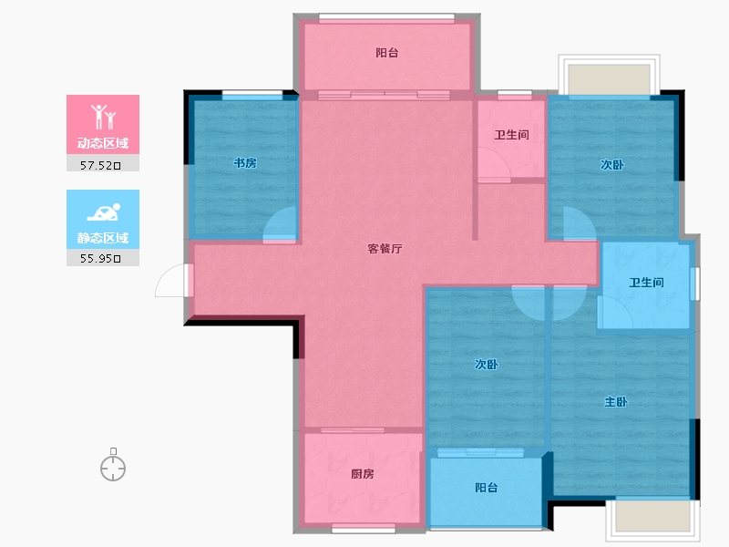 福建省-南平市-新城中心·澜庭-103.40-户型库-动静分区